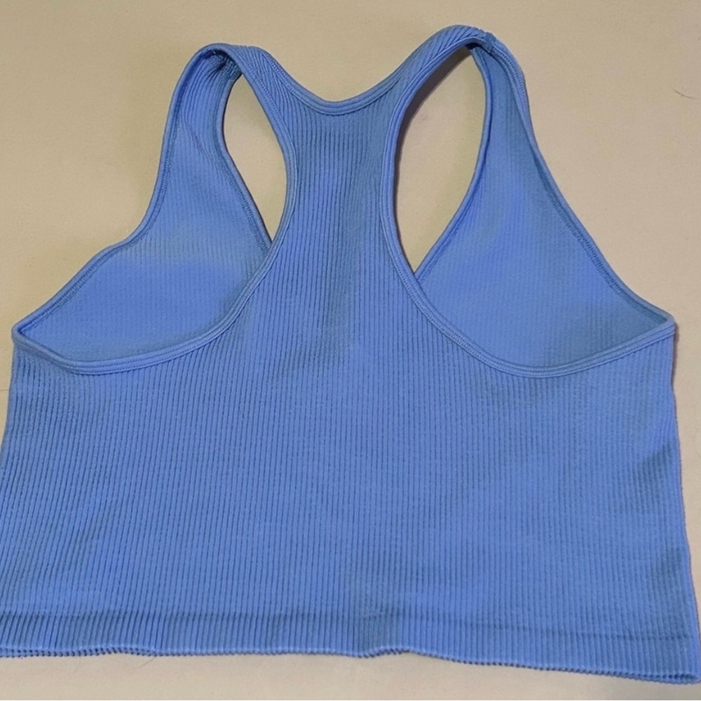 ODODOS Blue Ribbed Sports Bra. Size M/L - Picture 2 of 6
